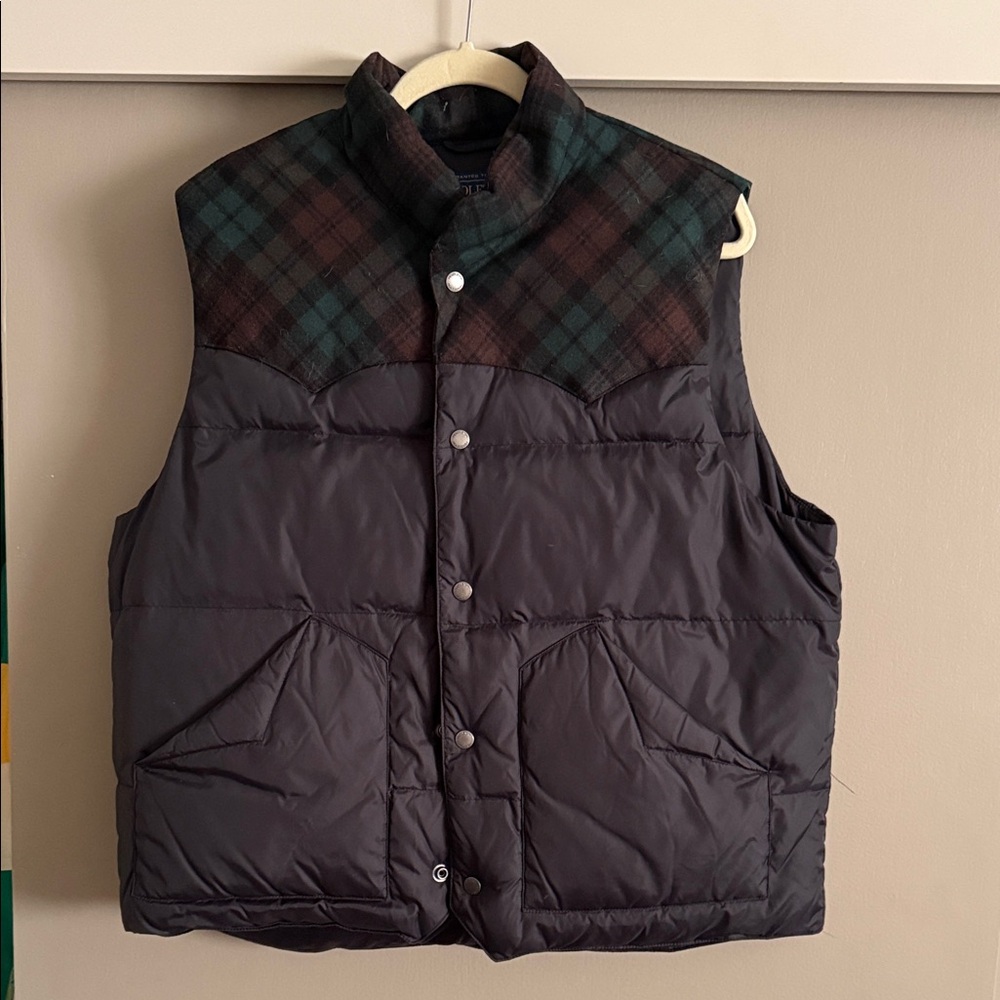 Men's Pendleton Brown and Green Plaid Puffer Vest